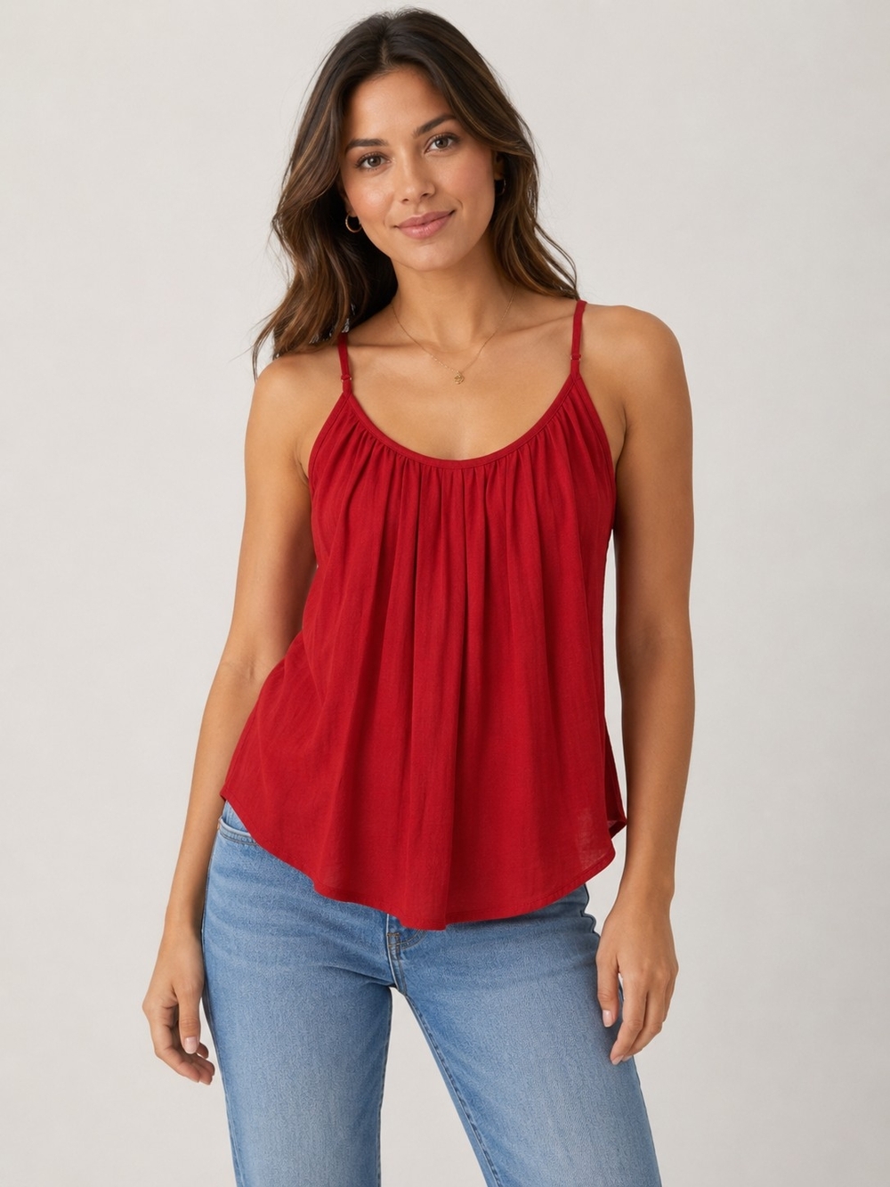 GAP Red Gathered Spaghetti-Strap Cami